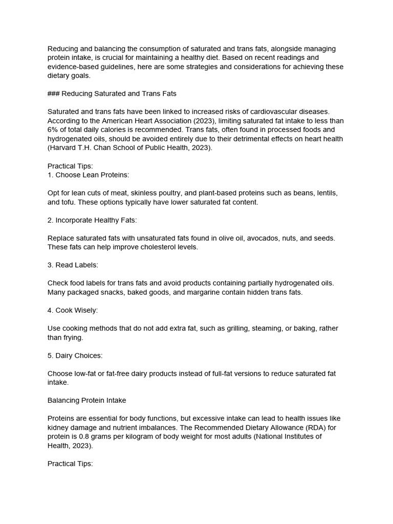 Assignment y | PDF | Fat | Healthy Diet