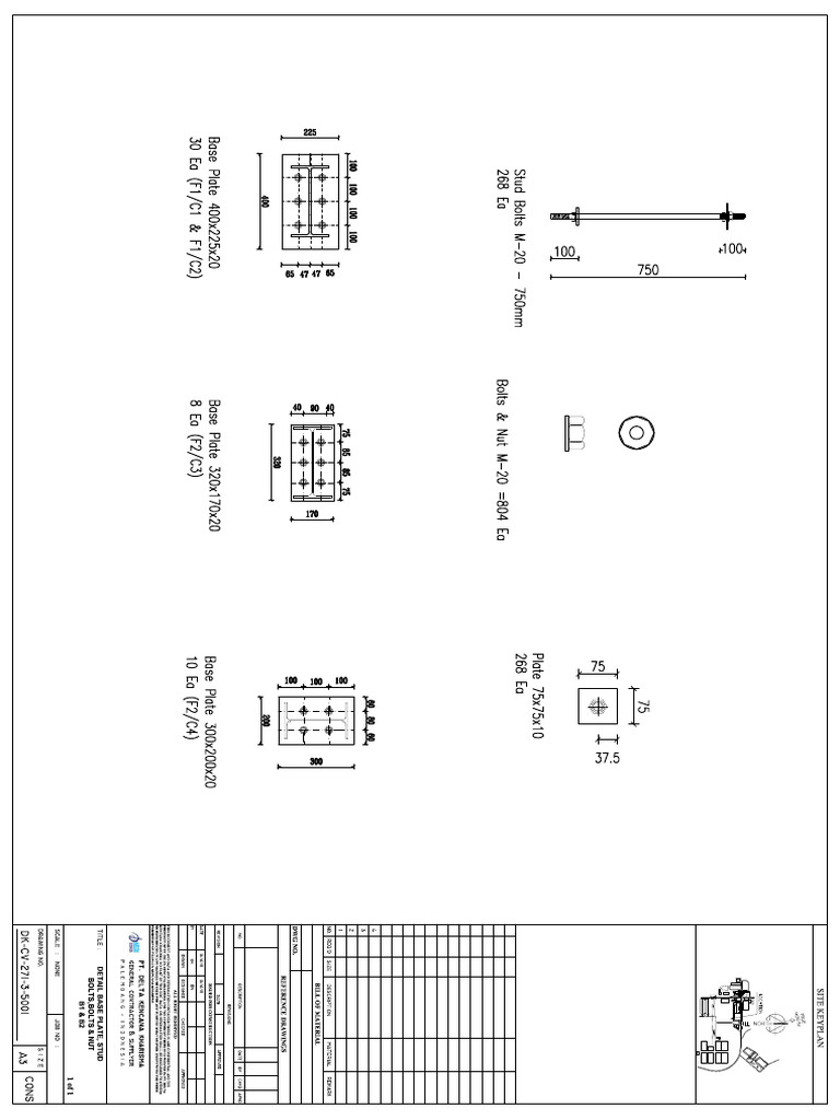 Detail base plate & Anchor Bolts | PDF
