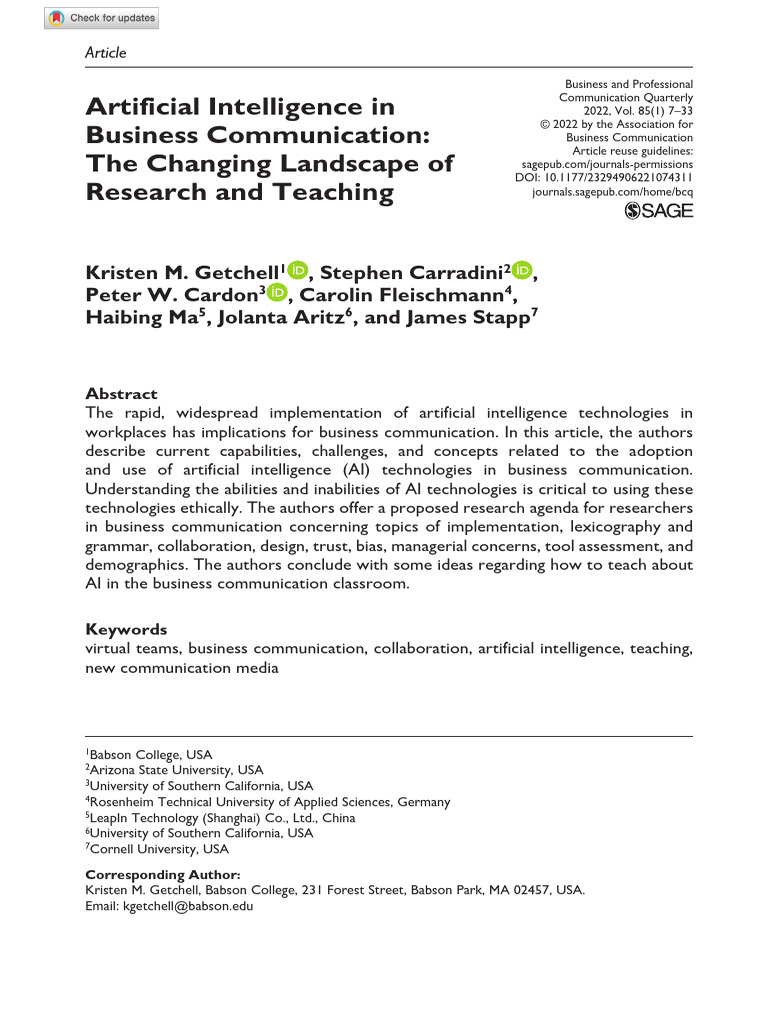 AI's Impact on Business Communication | PDF | Artificial Intelligence ...