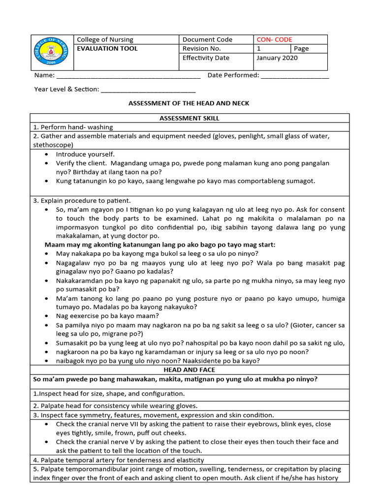 Assessment of the Head and Neck With Rationale | PDF | Musculoskeletal ...