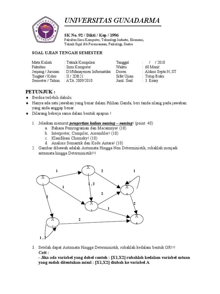 Soal Uts Teknik Kompilasi