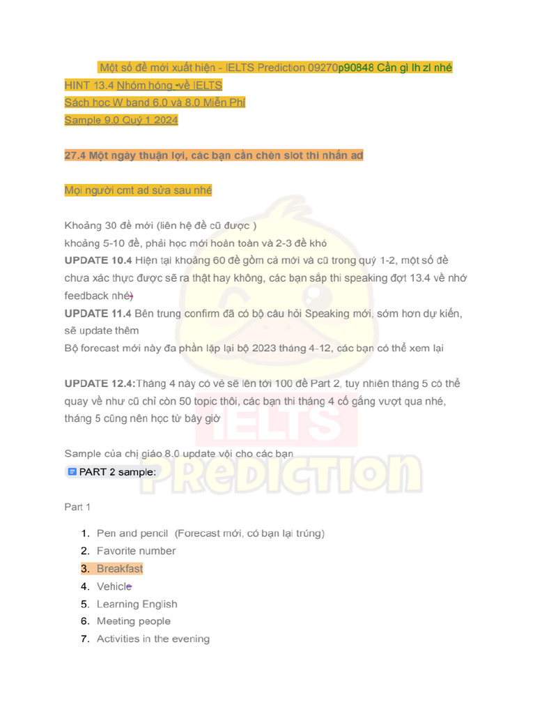 Forecast Speaking Quy 2 2024 - 1600 - PDF - Gdrive.vip | PDF