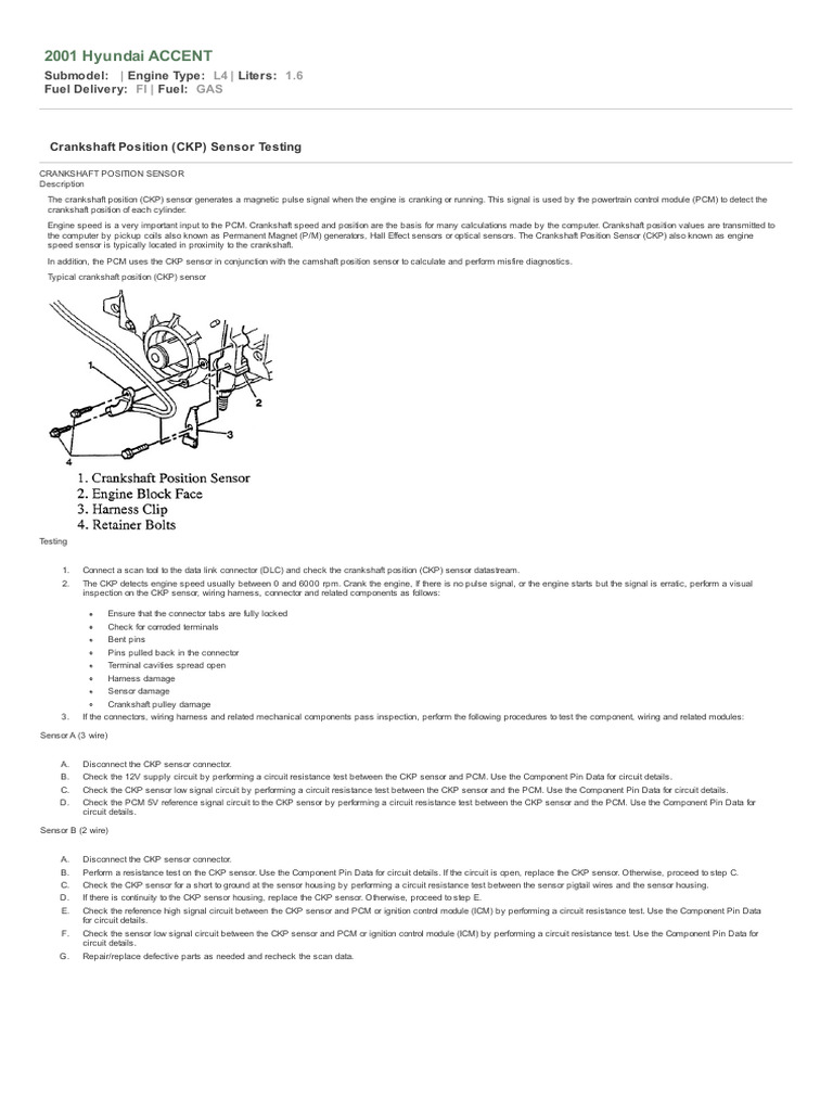 Crankshaft Position CKP Sensor Testing | PDF | Electrical Connector ...