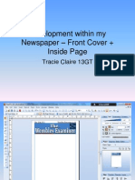 Development Within My Newspaper - Front Cover + Inside Page