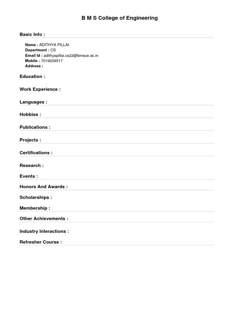 B M S College of Engineering: Basic Info | PDF | Career & Growth