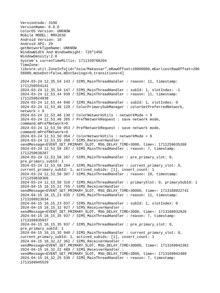 Mobile Network Slot Management Log | PDF | Smartphone | Software