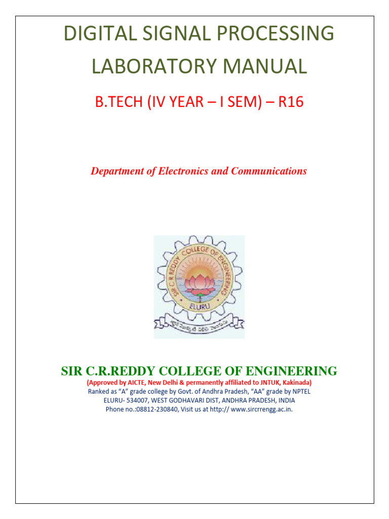 Digital Signal Processing Laboratory Manual: B.Tech (Iv Year - I Sem ...