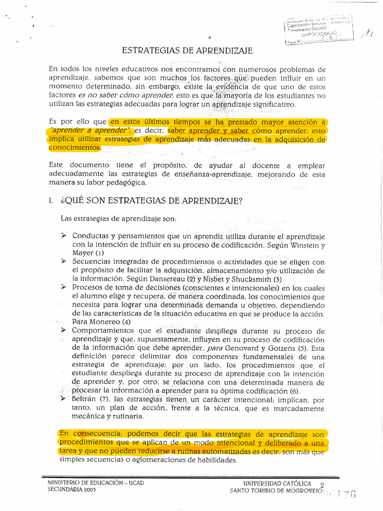 Estrategias de Aprendizaje | PDF