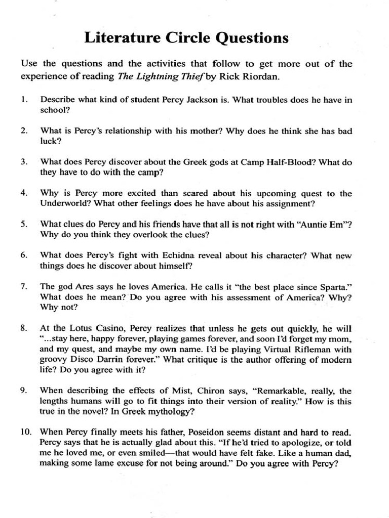 lightningthiefliteraturecirclequestions PDF