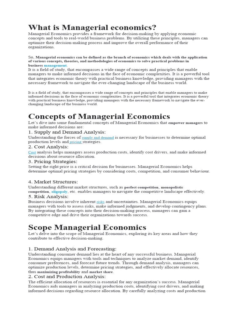 Understanding Managerial Economics Concepts | PDF | Economics ...