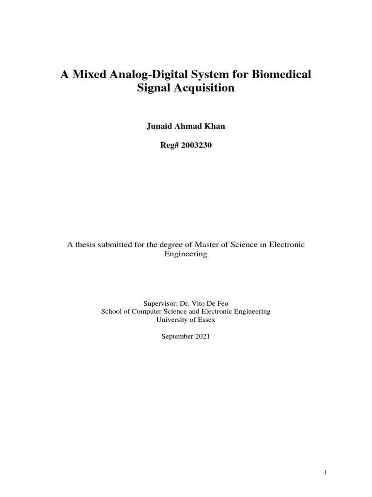 Biomedical Signal Acquisition System | PDF | Analog To Digital ...
