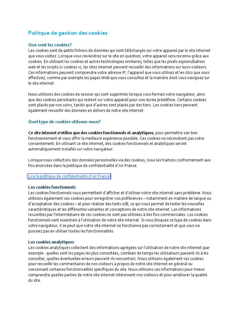 Politique de gestion des cookies explicite | PDF | Cookie (informatique ...