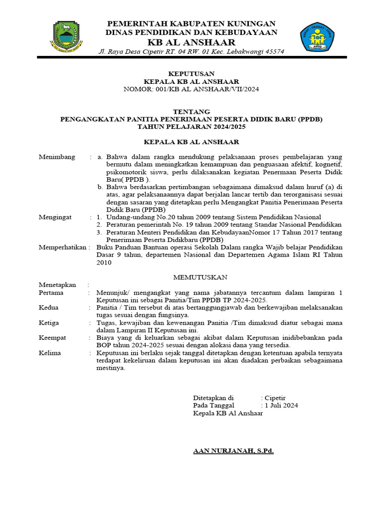 Sk ppdb 2024 pdf