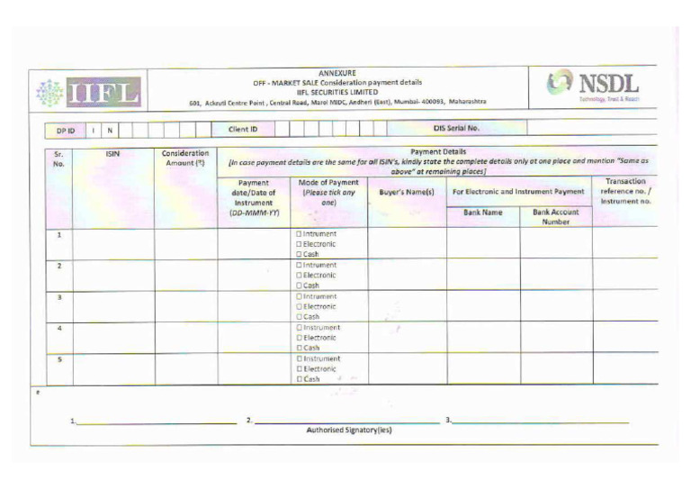 Iifl nsdl off market annexure ac259a6100 pdf
