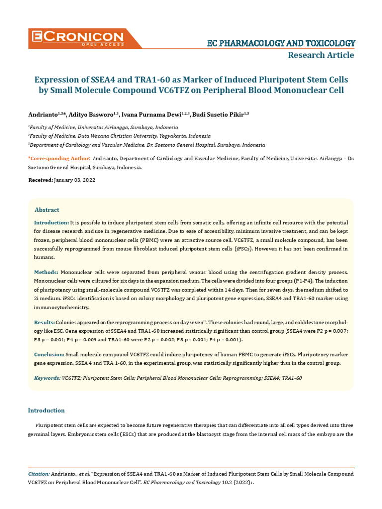 Inducing iPSCs from PBMCs Using VC6TFZ | PDF | Cell Potency | Stem Cell