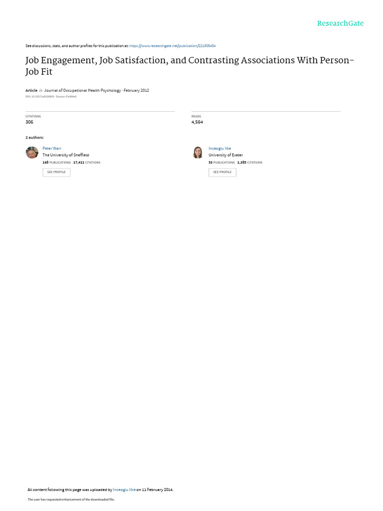Job Engagement Job Satisfaction and Contrasting As | PDF | Job ...