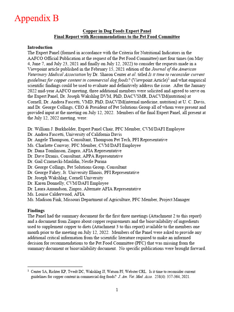 Pet_Food_Report_2022_Annual_Appendix_B__Copper PDF Dog Food Copper