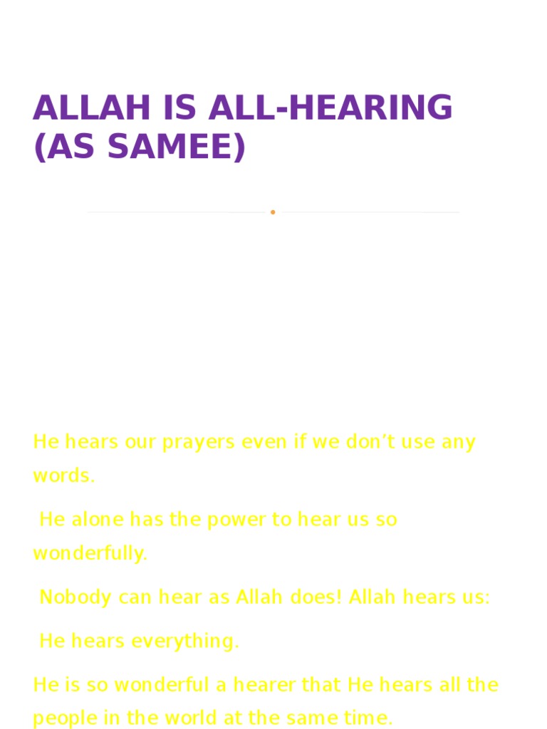 Allah: The All-Hearing Listener | PDF | Language Arts & Discipline