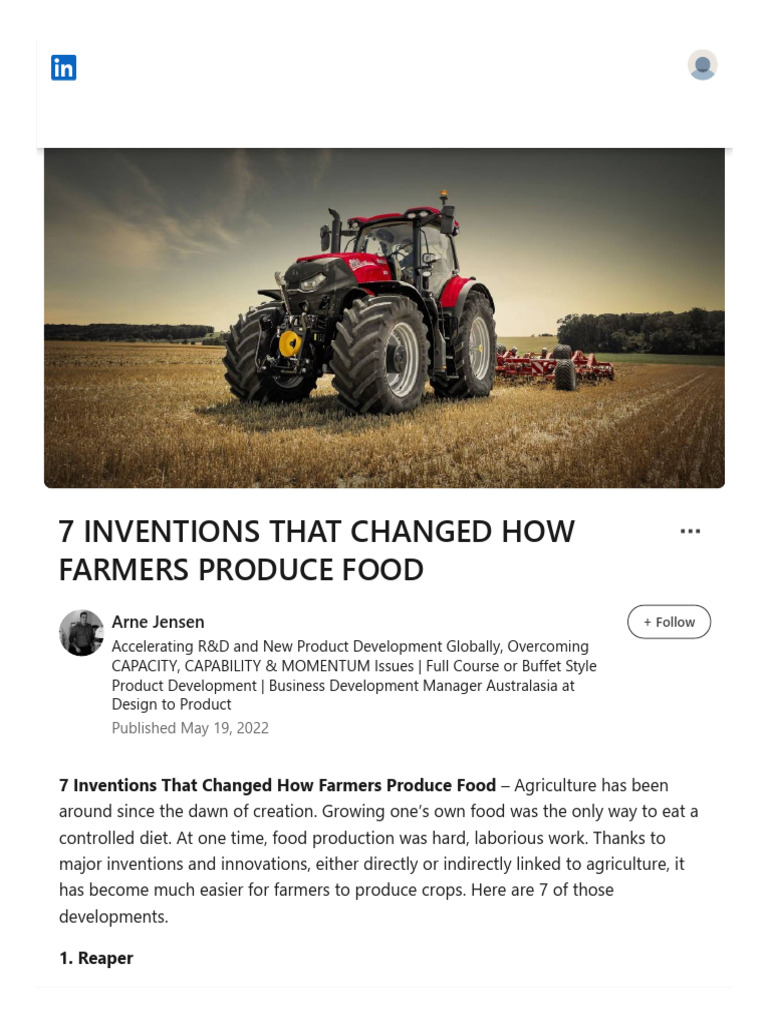 7 Inventions That Changed How Farmers Produce Food | PDF | Tractor ...