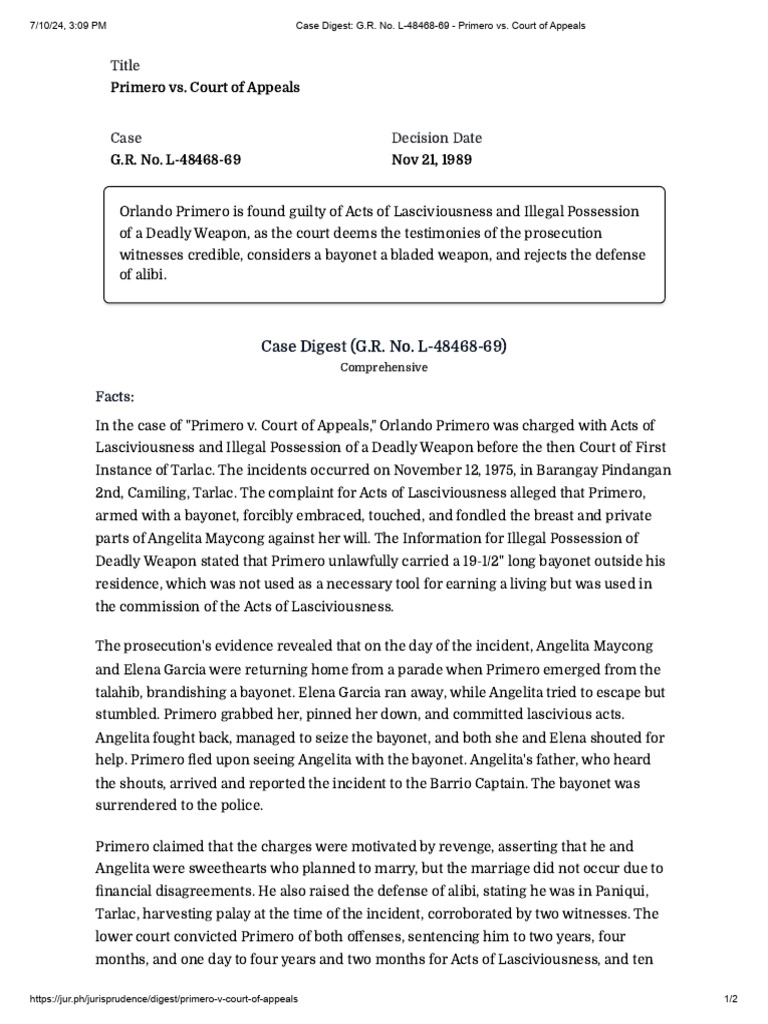 Primero v. Court of Appeals Ruling | PDF | Witness | Testimony