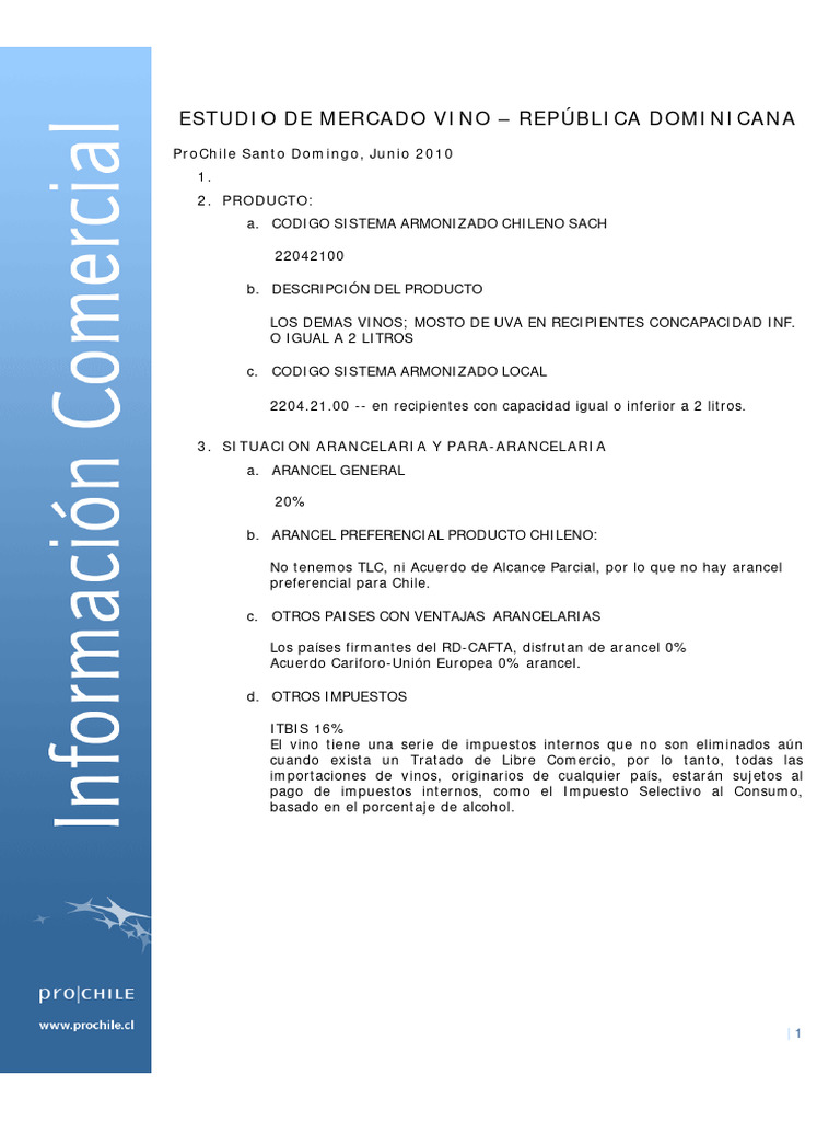 RD, Mercado de Vinos Chilenos | PDF | Vino | República Dominicana