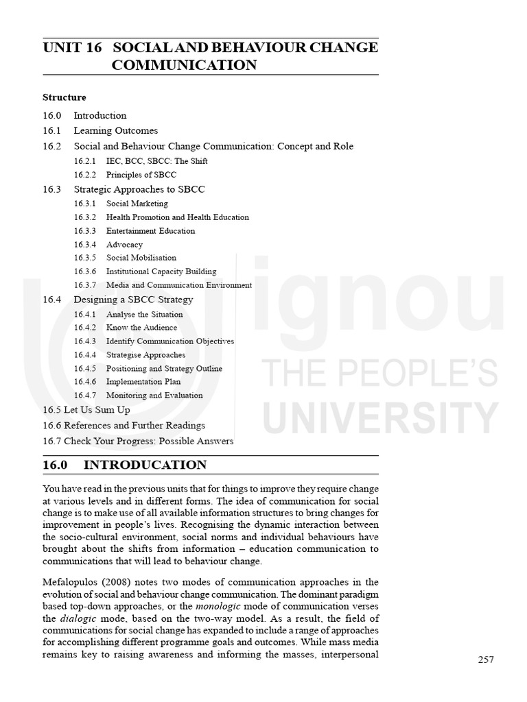Social and Behaviour Change Communication | PDF | Behavior | Communication
