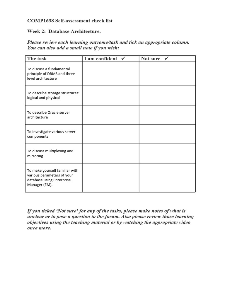 COMP1638 Self - Assessment Check List Week2 | PDF | Computers