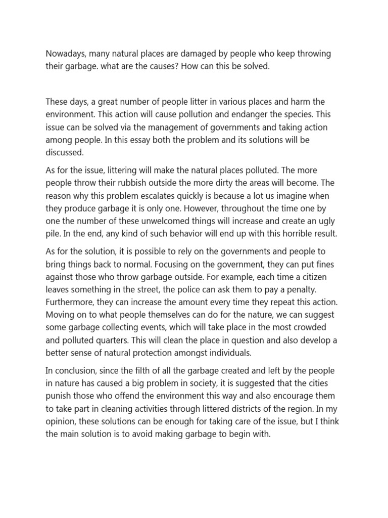 Solutions to Littering and Pollution | PDF