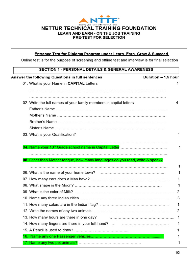 Pre Test For Selection - 3rd Set - Draft 2 | PDF | Computers | History