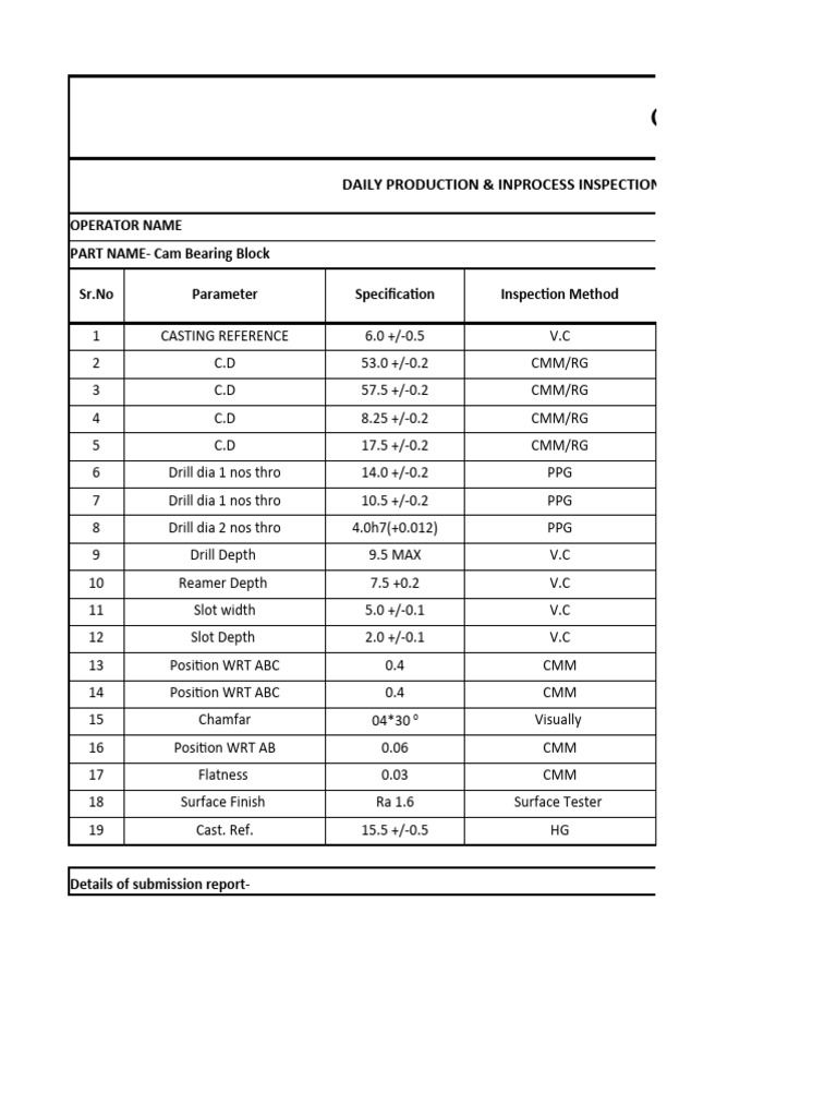 G&S Precisions: Daily Production & Inprocess Inspection Report | PDF ...