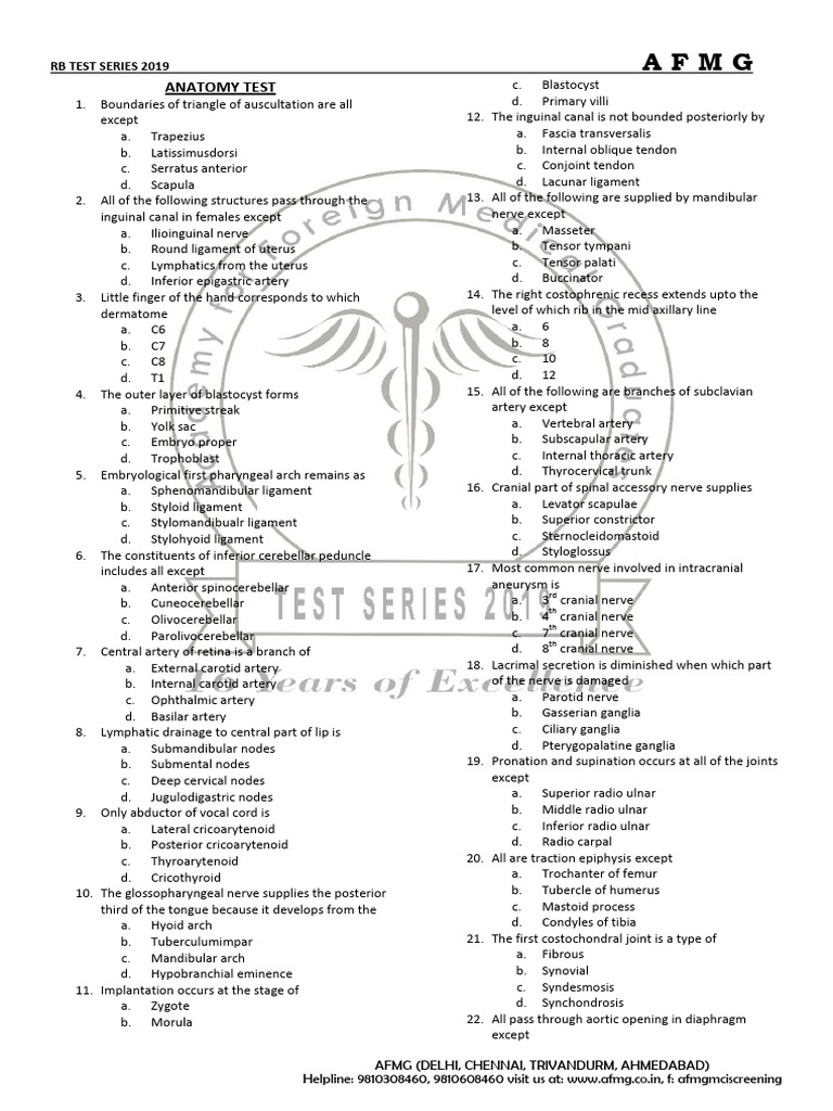 AFMG ANATOMY TESTDE19 - M56p4ycdnc80gz5d0jkh | PDF | Common Carotid ...