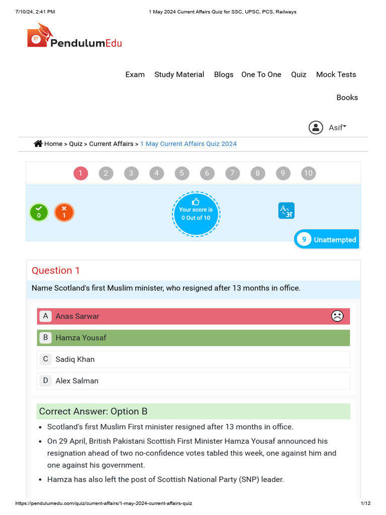 1 May 2024 Current Affairs Quiz | PDF | Volcano