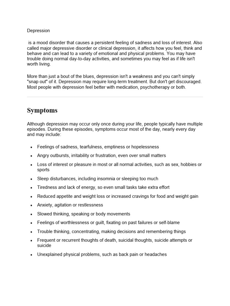 Depression Psycological Factors 1 | PDF | Major Depressive Disorder ...