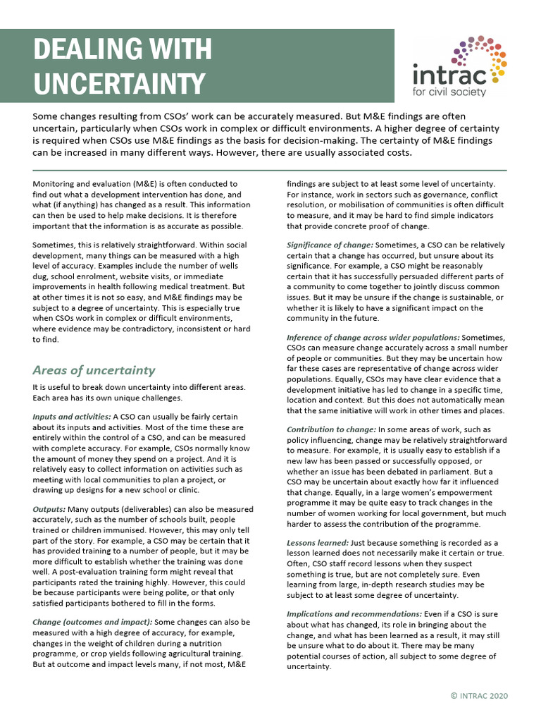 Enhancing Certainty in M&E for CSOs | PDF | Uncertainty | Methodology