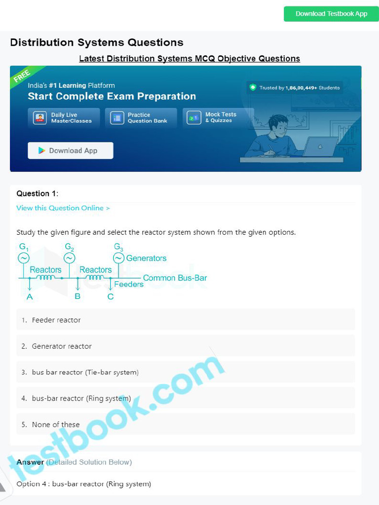 MCQ On Distribution Systems 5eea6a0f39140f30f369e776 | PDF
