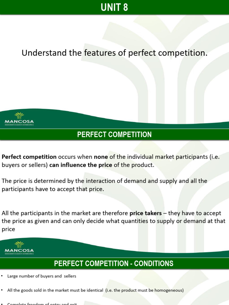 Features of Perfect Competition Explained | PDF