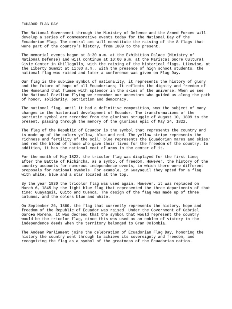 Ecuador Flag Information