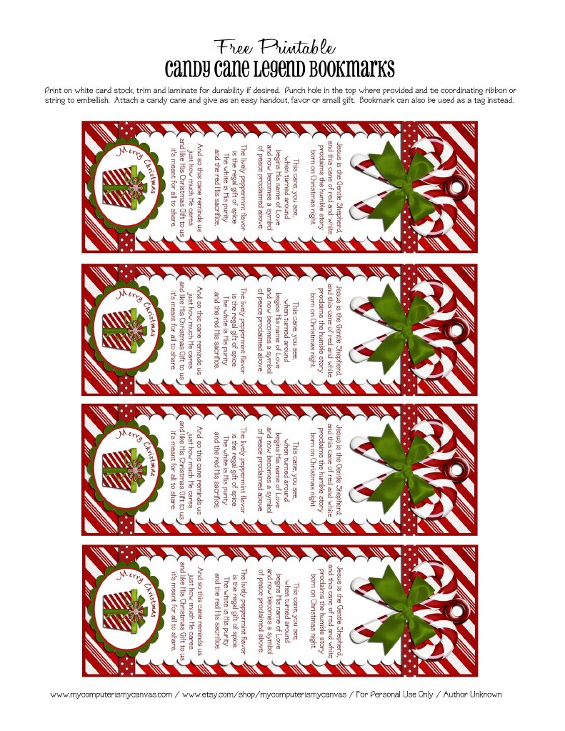 My Computer Is My Canvas FREEBIE - Candy Cane Legend Bookmarks | PDF