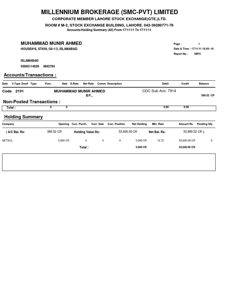 Stock Account Summary 11/17/11 | PDF