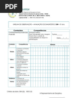 Grelha de Observação e Teste Diagnóstico de Ed. Musical - 5º Ano
