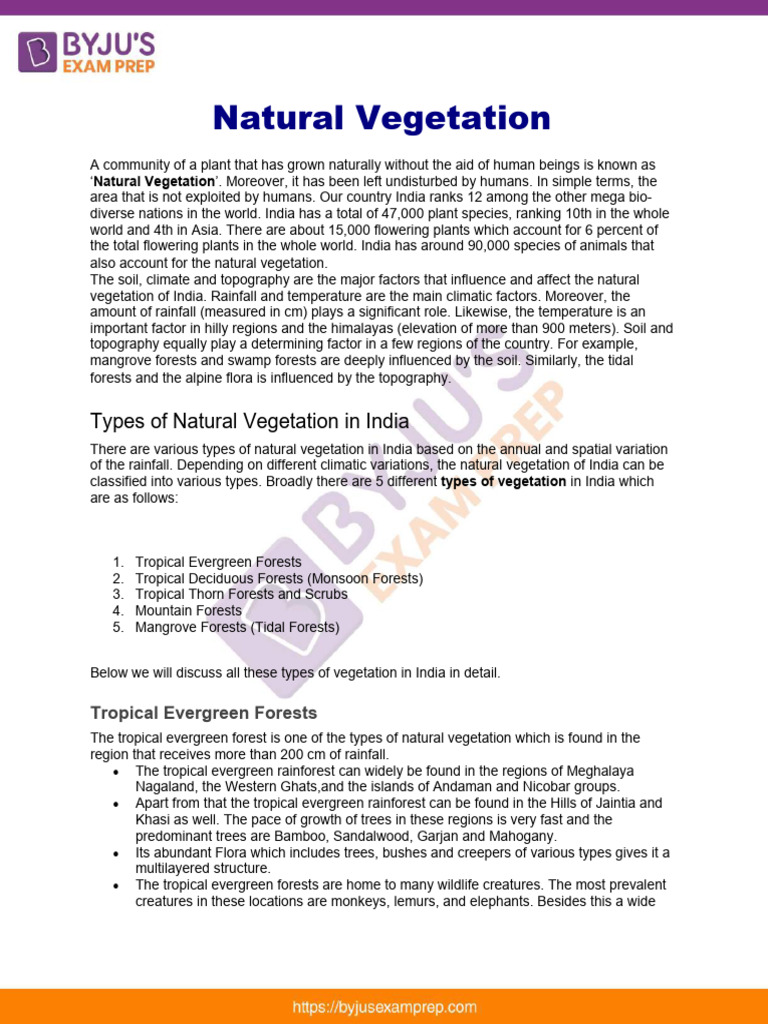 Natural Vegetation Upsc Notes 96 | PDF | Forests | Himalayas