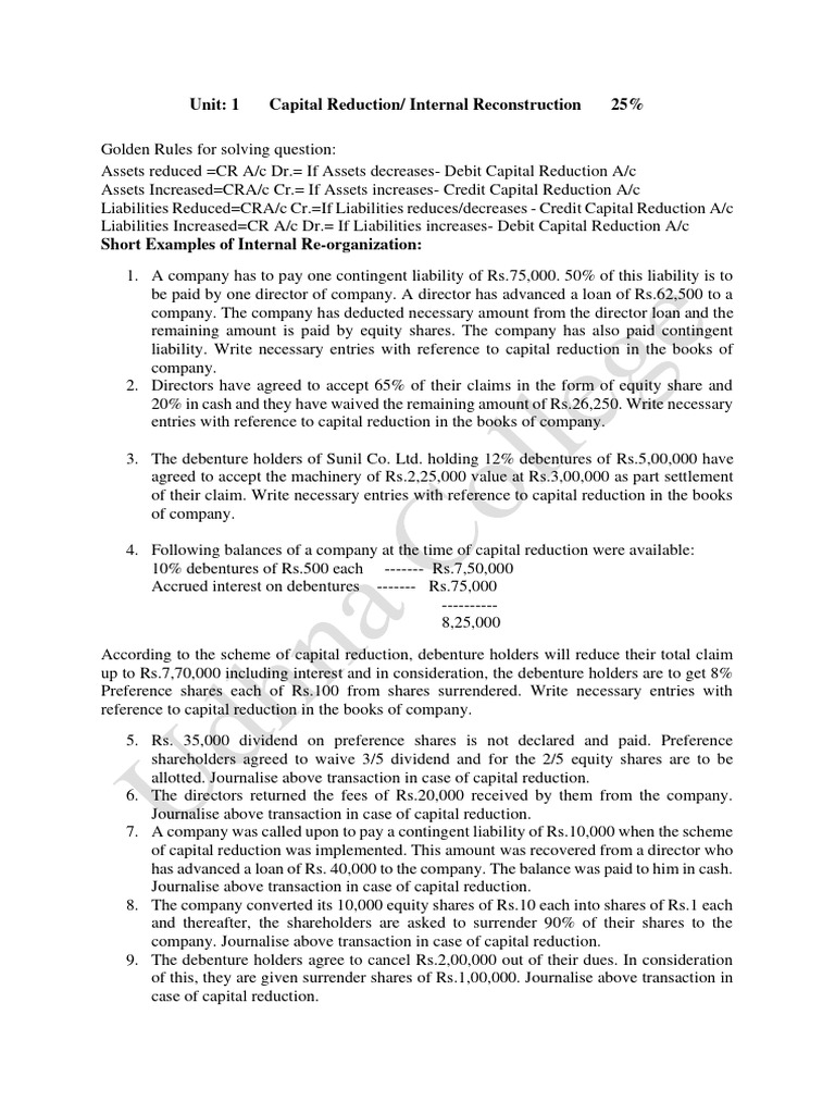 Internal re organization practical questions pdf equity finance