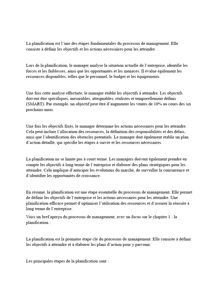 Planification stratégique en management | PDF | Planification | Gestion ...