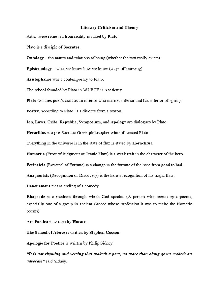 Overview of Literary Criticism Concepts PDF Poetry English Literature