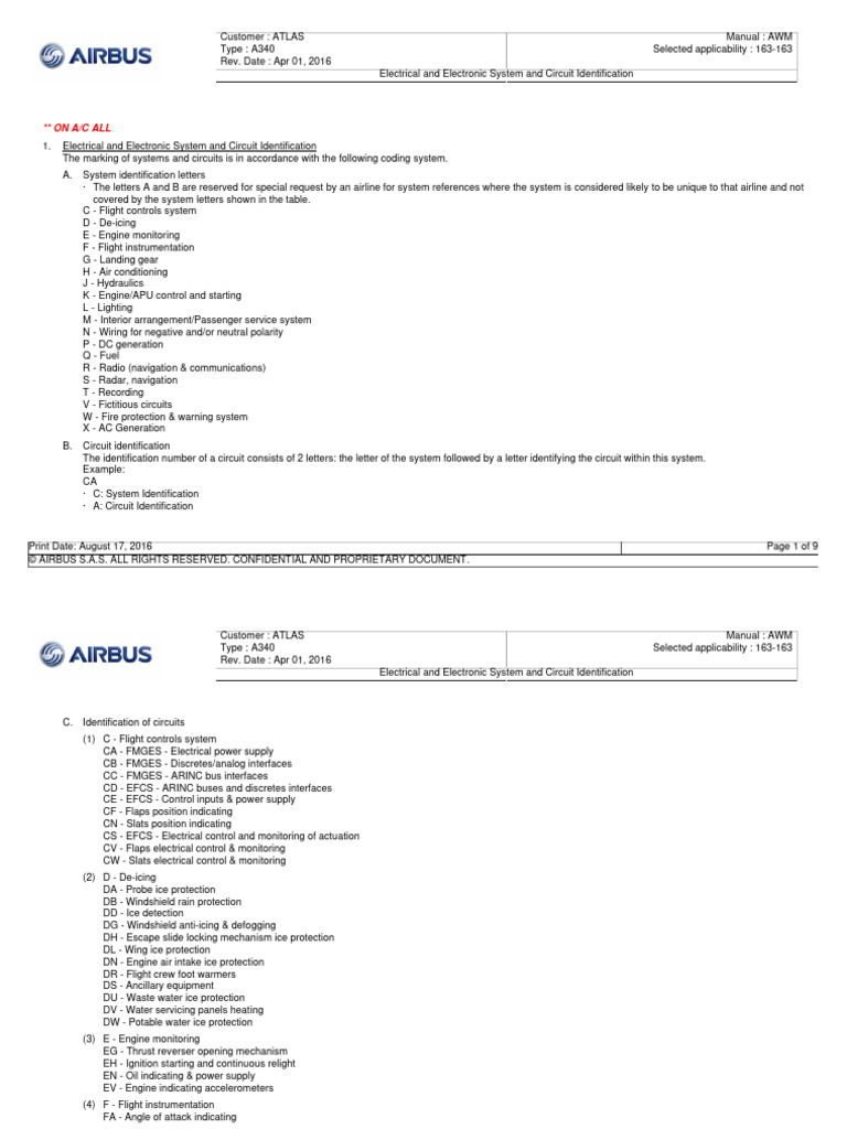 A340 Electrical and Electronic System Identification | PDF ...