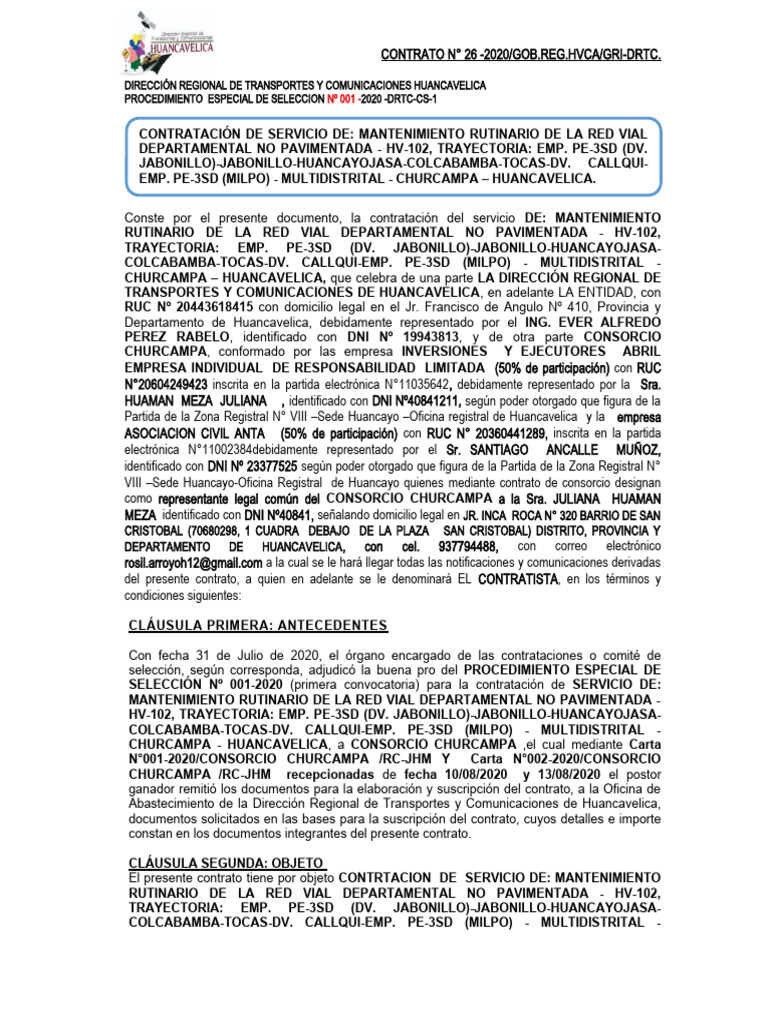 Mantenimiento Vial HV-102 en Huancavelica | PDF | Arbitraje ...