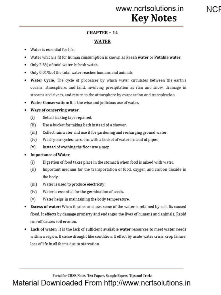 06 Science Ch14 Water | PDF | Water | Rain