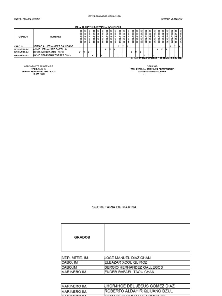 Roll de Servicio - 101859 | PDF