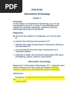 Icdl/Ecdl Information Technology: Lesson 1