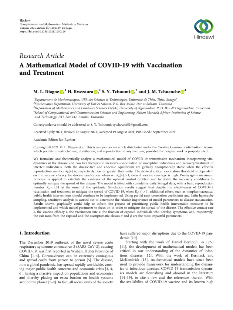 A Mathematical Model of COVID-19 With Vaccination | PDF | Medicine ...